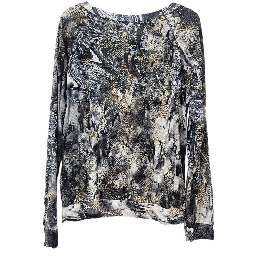 David Cline Abstract Lace Long Sleeve Top Women's Size XL Artsy Lightweight - Picture 2 of 10
